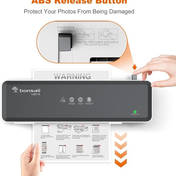 Laminator Machine with 5 Laminating Sheets, 9 Inch Thermal Laminating Machine fo - Picture 4 of 7